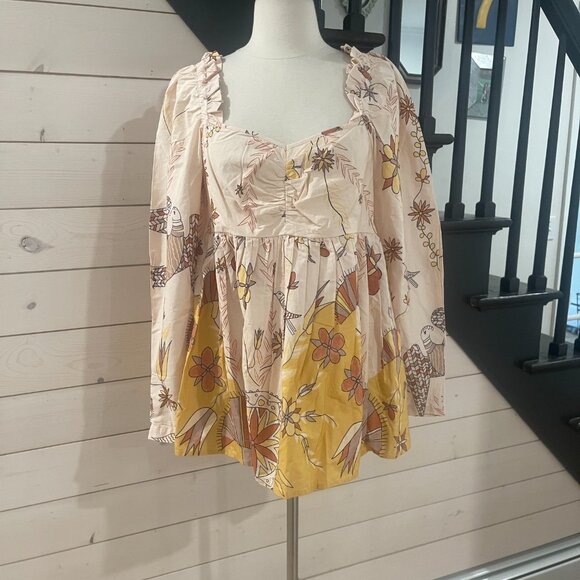 02 Anthropologie Let Me Be poplin babydoll blouse NWT Size Medium - Picture 5 of 11